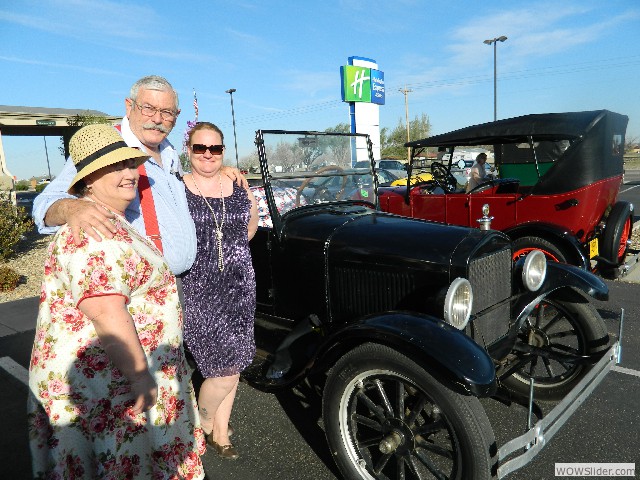 Bob, Robbi, and Rose Ross with their 1926 roadster