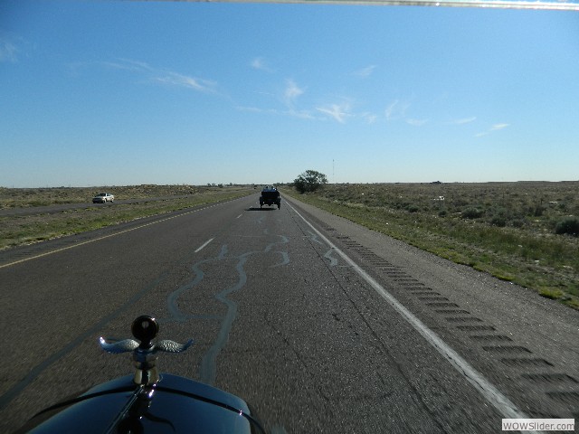 View of E.J.'s 1913  Buick from the cab of a 1924 coupe