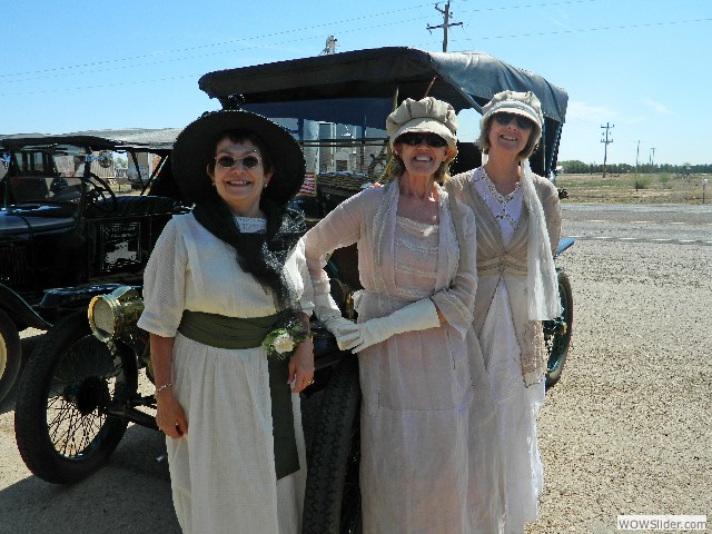 Fran, Lorna, and Jean in period attire