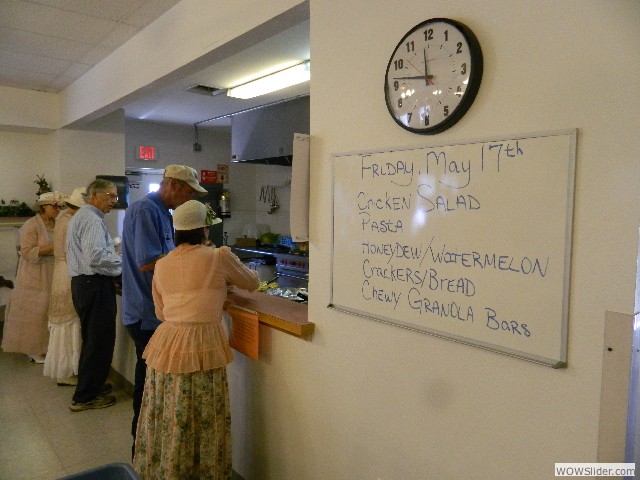 The lunch menu at the senior center