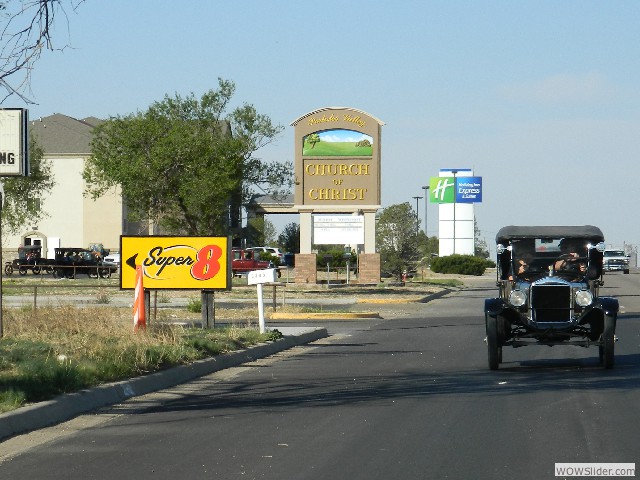 Pulling out of the hotel parking lot