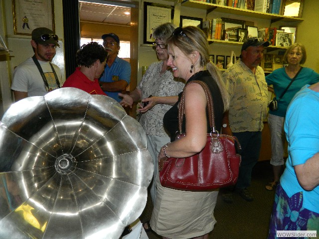 Melody Ortega with a gramaphone bell on the left