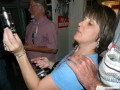 Linda examining a vacuum tube