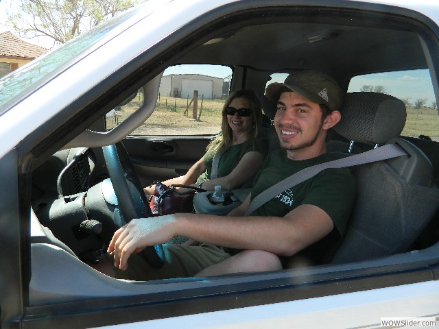 Melody and Ethan Ortega in the chase vehicle