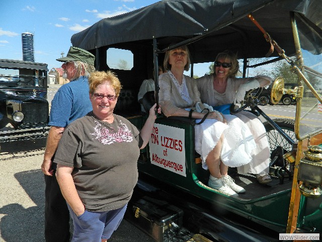 One of the kind residents of Grady with Vaughn, Jean, and Lorna (at the wheel of her 1912 touring car)