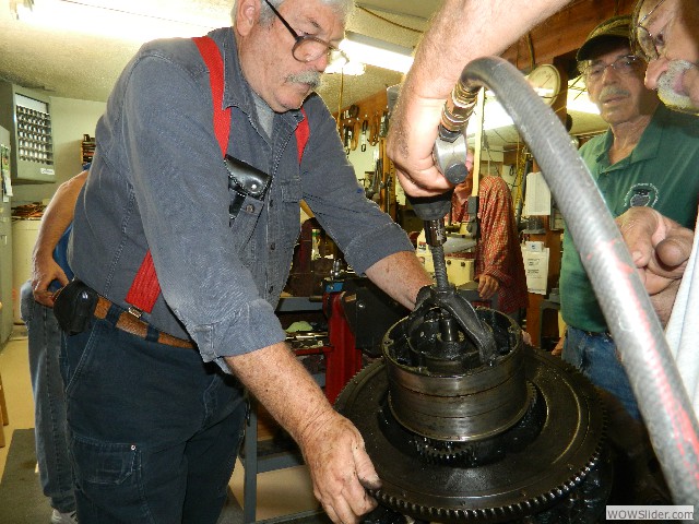 Disassembly of Mark's touring transmission with a pneumatic driver