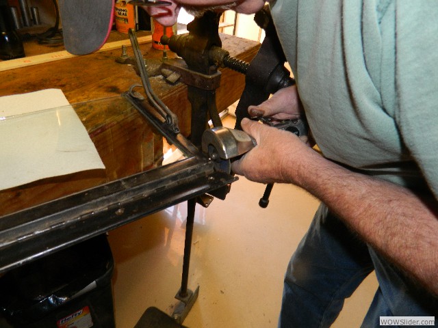 Michael making modifications to the 1924 windshield