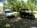 Documentary crew (in van) with Skip Dunn's 1914 Model T touring car