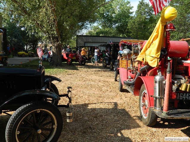 Club cars lining up to go to the staging area