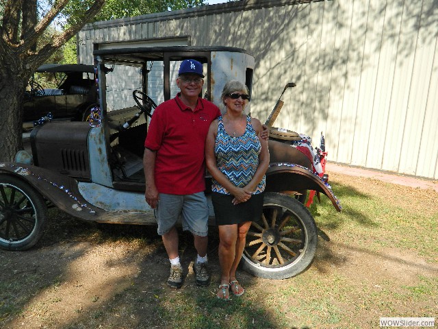 Kirk and Susan with Buster, their 1924 coupe