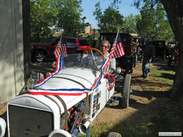 Gerald driving Larry's 1925 speedster