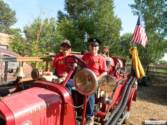 The O'Briens in their 1920 Luverne Model T fire truck