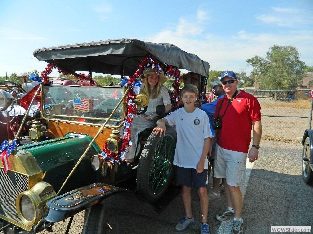 The Sturdevant family with Lee at the wheel of the Azevedo's 1912 Model T touring car