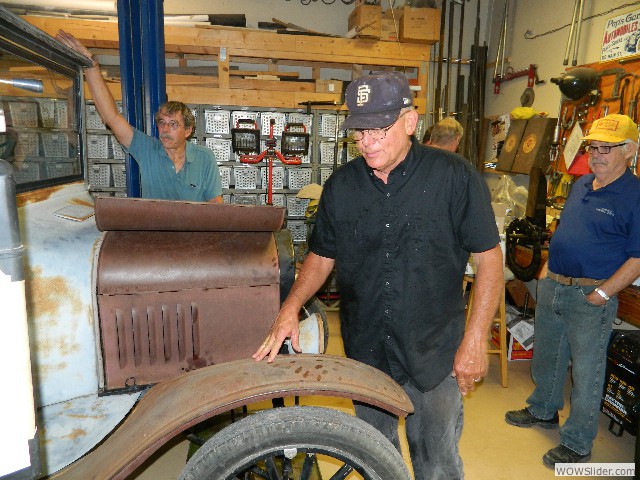 Gerald, Kirk, and Don with Buster, the 1924 coupe