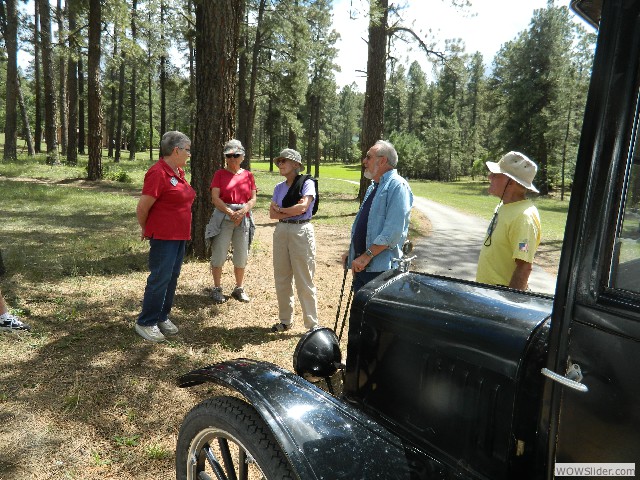 Betty telling visitors about our club and the T's