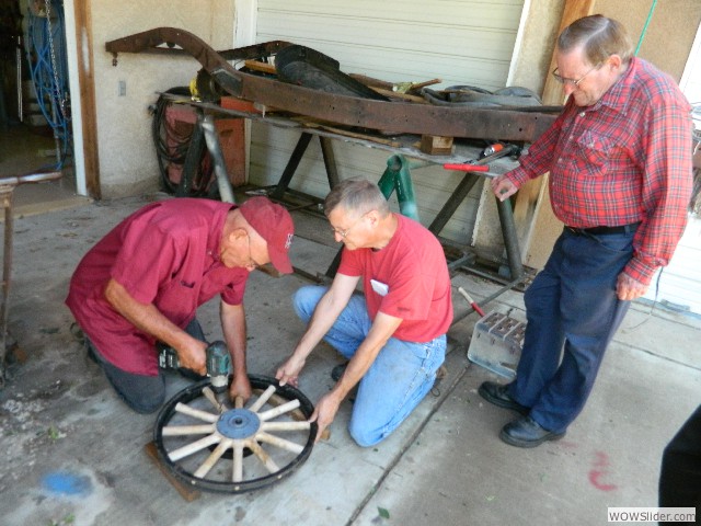 Kirk and Dave drilling the bolt holes