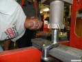 Pressing the small gear to the crankshaft on Tom's engine