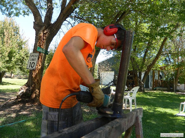 Cole cleaning up the axle housing