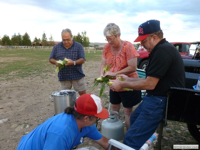 Vernon brought corn to cook at the drive-in!