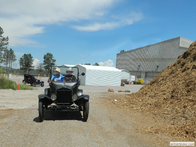 The Duncans driving toward the battery station