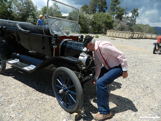 Skip starting his 1914 Model T touring car