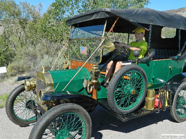 Cole at the wheel of the 1912 Model T Ford touring car