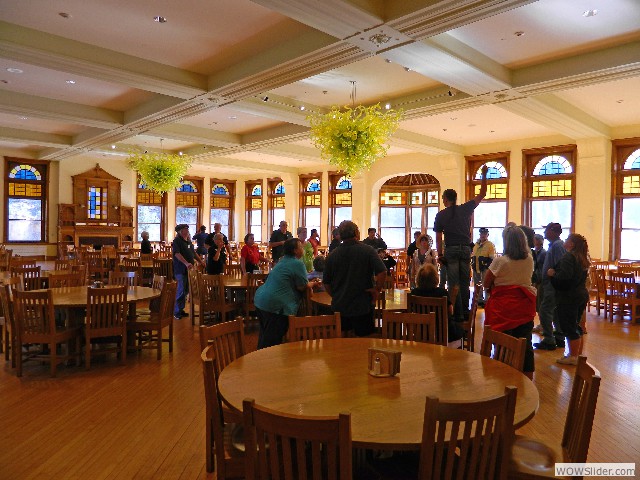 The chandeliers are by famed contemporary glass artist Dale Chihuly