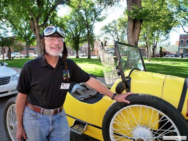 Paul ready to ride in the 1921 Faultless speedster