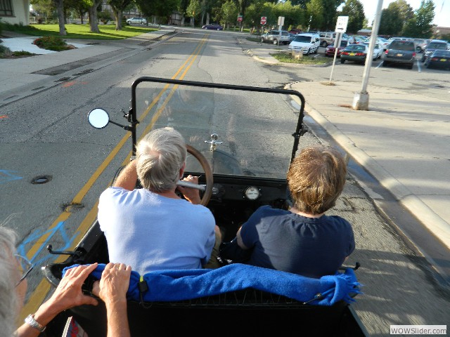 Paul, Hedy, and Marilyn motoring to the restaurant