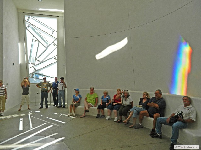 The club enjoying the interior with its prismatic colors