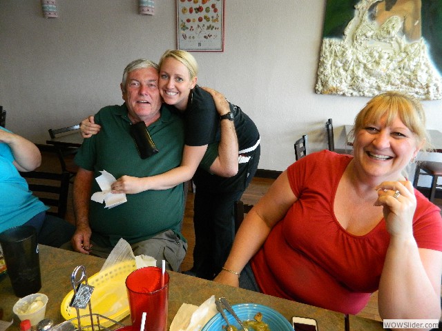 Bob having a laugh with our waitress