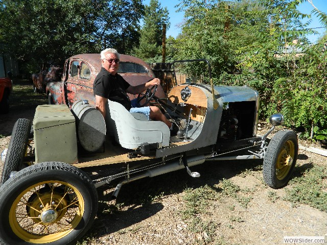 Vern arrives in his Model A speedster