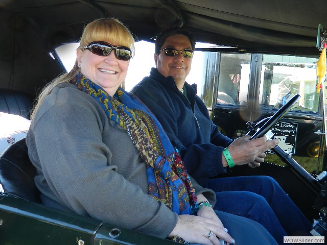 Sharon and Mark in their 1927 Model T touring car