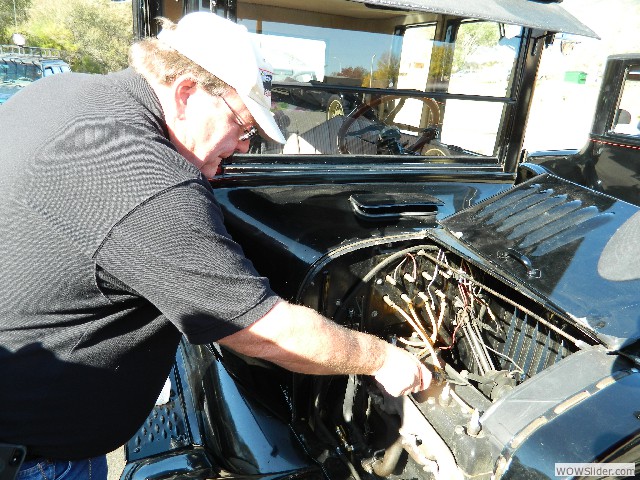 Russell checking out the spark on his 1923 coupe