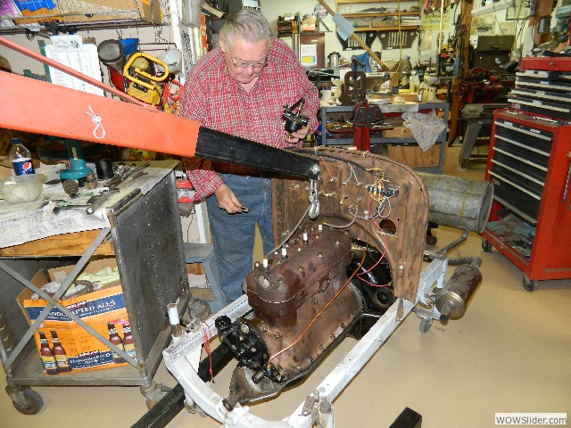 Tom's engine mounted to the test stand