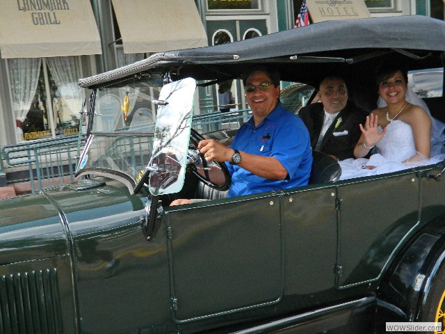 The ride was a thrill for the wedding party!