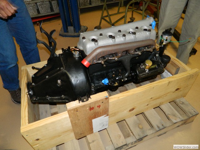 The engine in it's shipping crate