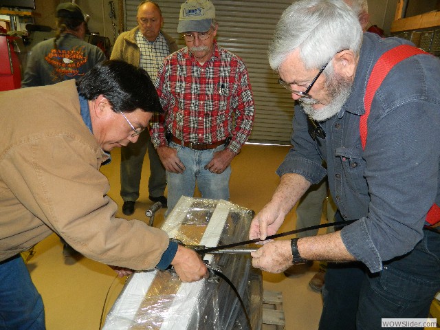 Mark and Bob banding the engine