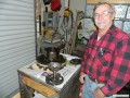 Larry with parts of his 1912 transmission behind him.