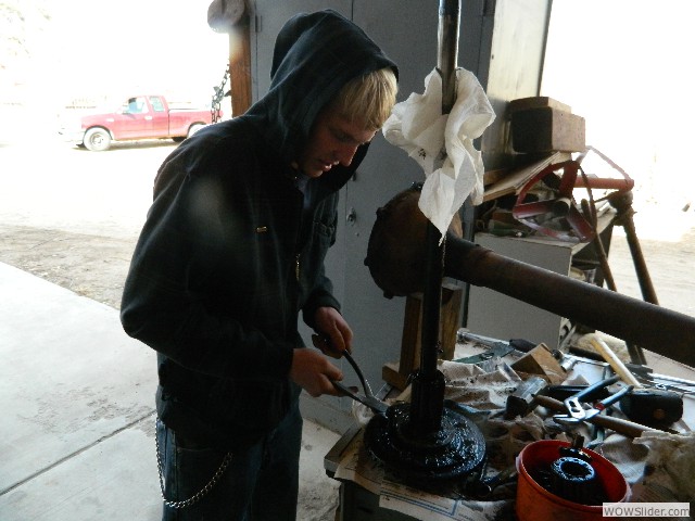 Jay had to cut off the bolt wires on this differential whose parts probably hadn't been seen since it came off the assembly line almost 90 years ago!