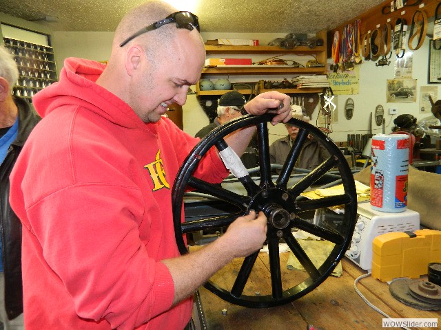 Jeff working on the front wheel.