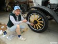 Marilyn with her newly installed wheel.