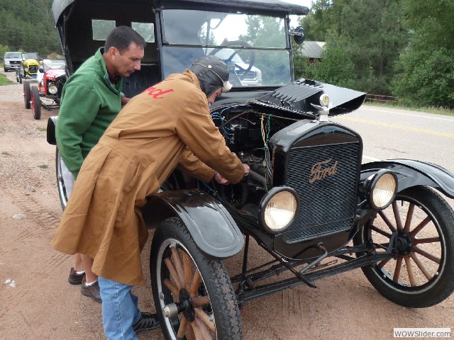 Larry making some adjustments to Orlando's touring engine