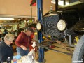 Betty and Mike rebuilding the front end of Betty's 1921 coupe.