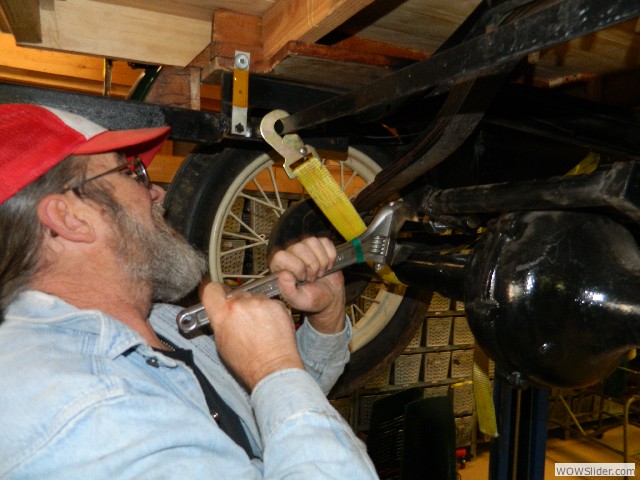 Vernon working on rear spring replacement.
