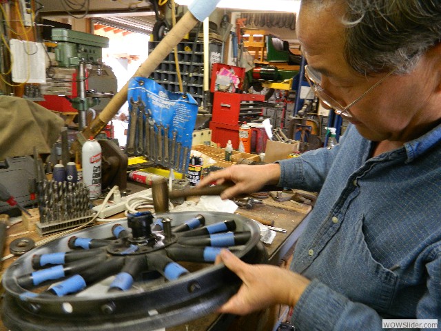 Mark installing hub bolts