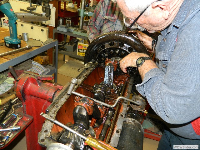 Bob examining his engine