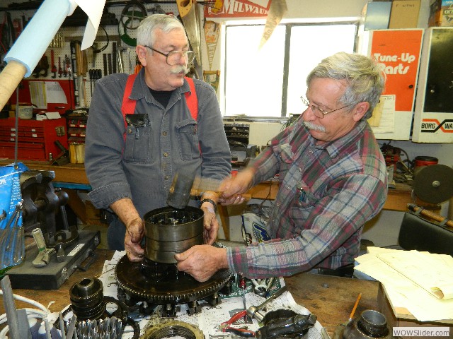 Bob and Larry removing the drums