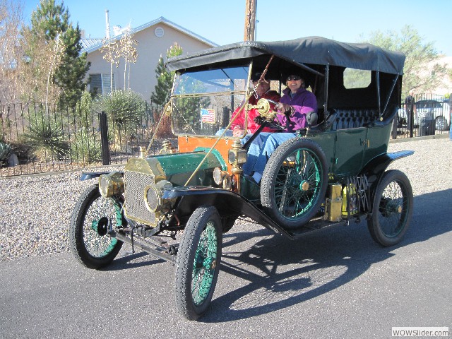 Larry and Lorna arriving in their 1912 touring