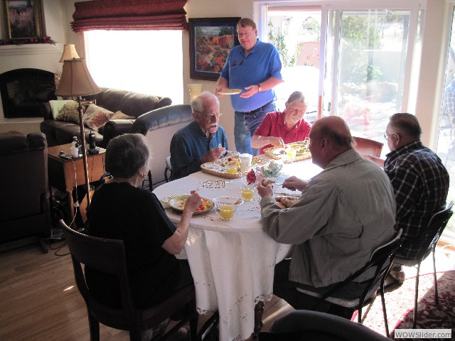 Enjoying breakfast in the dining area